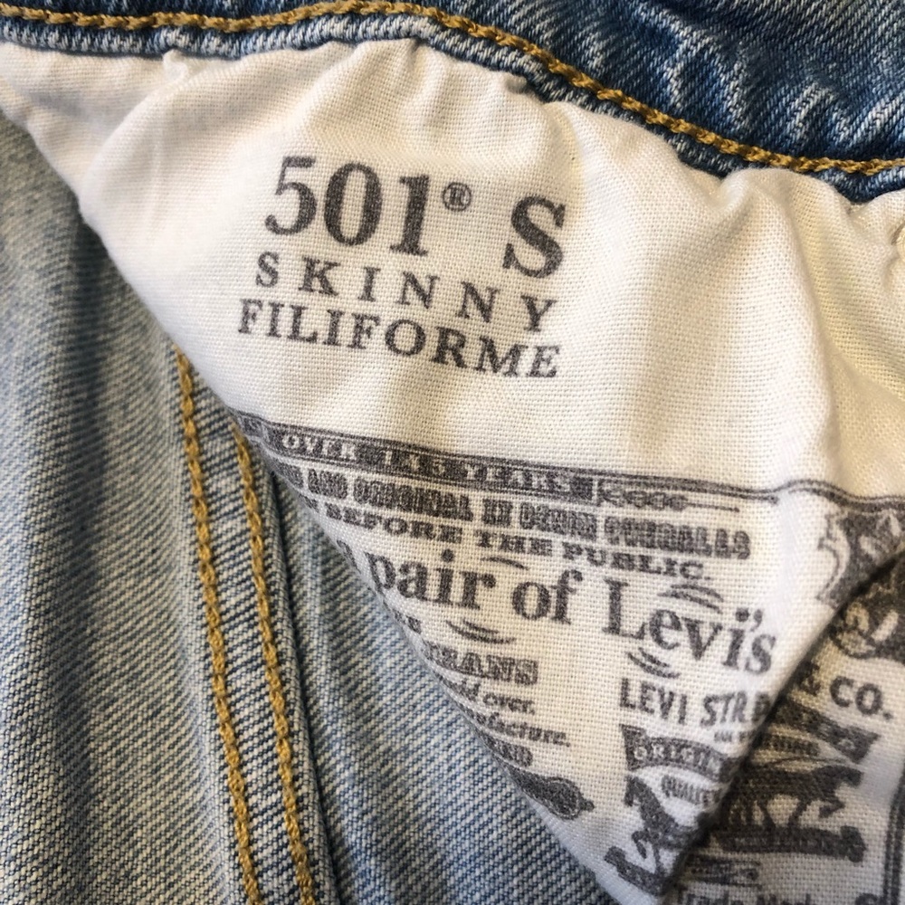 Levi’s 501S Skinny High Rise Button Fly Raw Hem Jeans Size 32 - Picture 5 of 8